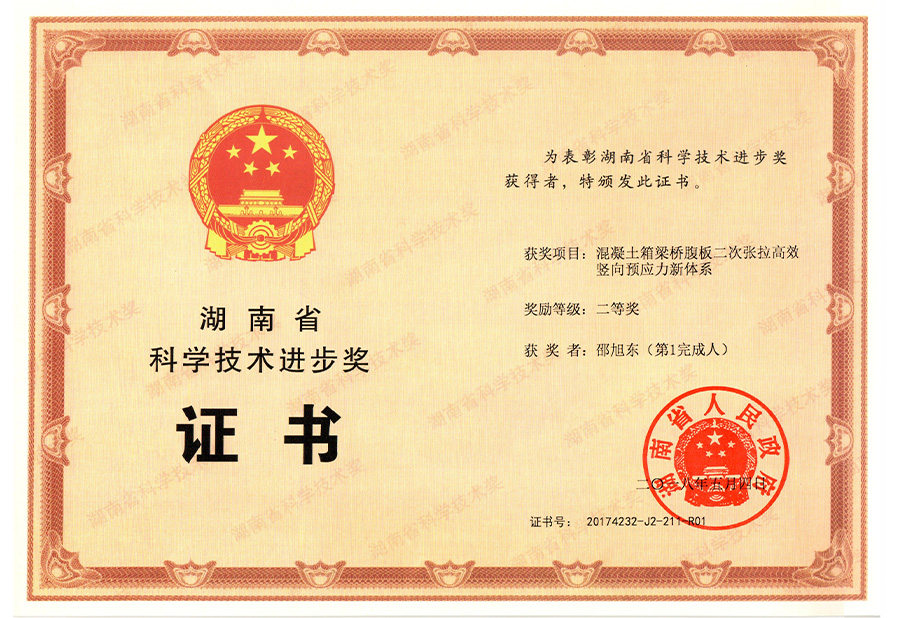 2017年湖南省科学技术进步二等奖